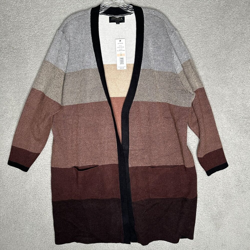 Joseph A. Womens 2X‎ Open Front Long Cardigan Tonal Ombre Stylish Layers Boho